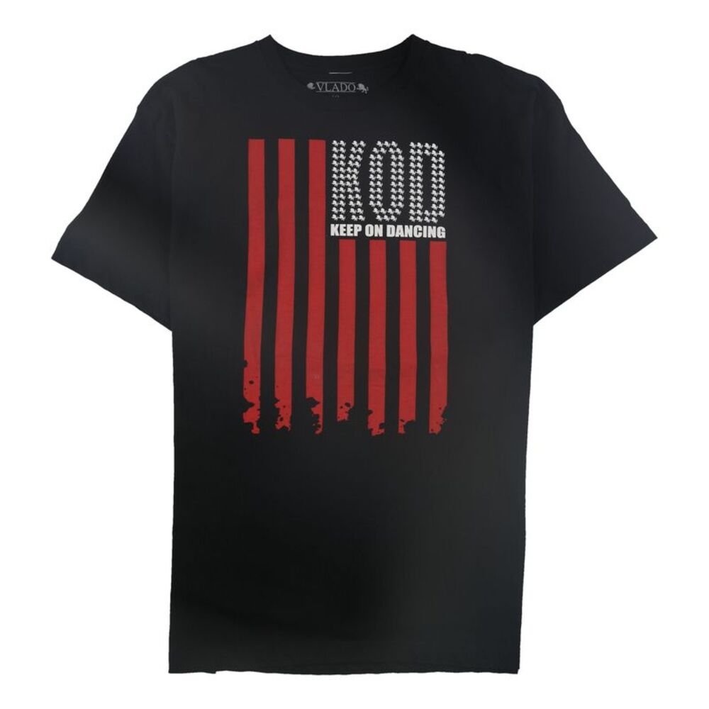 Vlado Mens Keep on Dancing Flag Graphic T-Shirt, Black, XL, DM